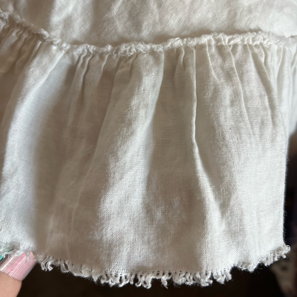 J Crew White Linen Ruffled Hem Midi Skirt Size L Coquette Boho - Picture 2 of 9